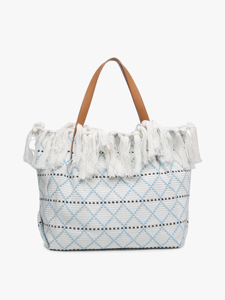 Jen & Co. - Madison Handwoven Fringe Tote – Woven Cotton Bag