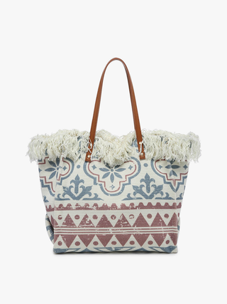 Jen & Co. - Madison Handwoven Fringe Tote – Woven Cotton Bag
