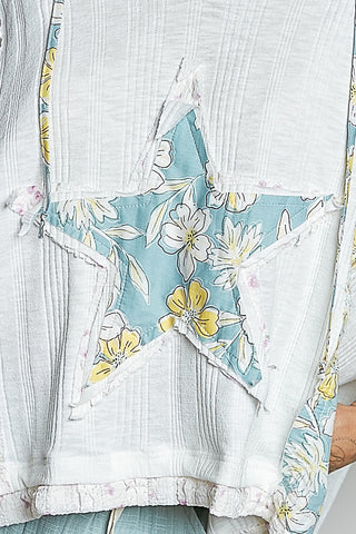 Boho Floral Star Patch Hoodie Off White – Laid-Back & One-of-a-Kind