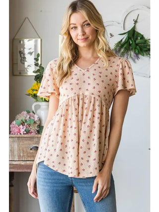 Heimish - Babydoll Top - Taupe Multi-Colored