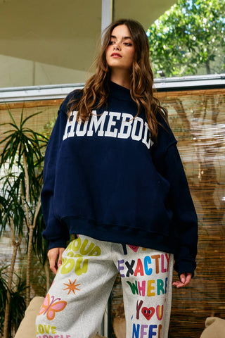 BUCKETLIST Reversible "HOMEBODY" Mock Neck Sweatshirt