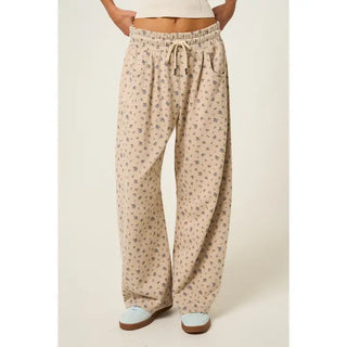 The Greii - Delicate Floral Casual Pants - Beige