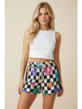 Heimish Drawstring Shorts- Black Checkered