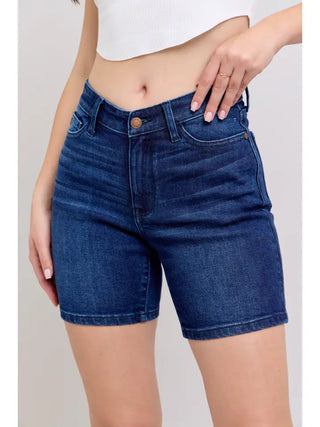 Judy Blue - V-Front Dark Wash Bermuda Shorts