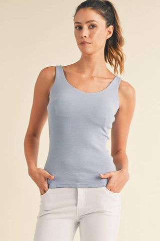 Yelete - Women's Precision Fit Tank with Built-In Bra Light Blue