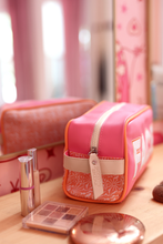 Load image into Gallery viewer, Jadelynn Brooke - Handle Cosmetic Bag- &#39;Face&#39; Embroidered (Pink/Orange/Cream)
