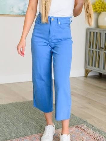 Judy Blue Sky Blue High waist Wide Leg Capri