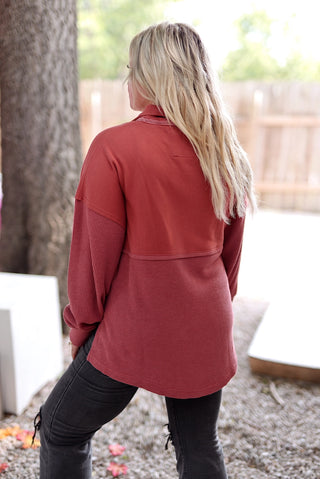 Ready or Not Waffle Quarter Zip – Rust