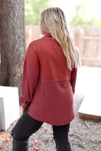 Ready or Not Waffle Quarter Zip – Rust