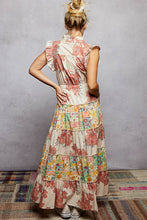 Load image into Gallery viewer, POL Patchwork Floral Tiered Maxi Dress Peach Floral
