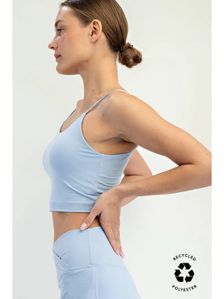 Rae Mode Butter Basic Cropped Camisole (Brami) | Recycled Performance Fabric - Light Blue