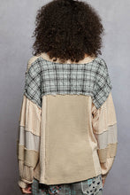 Load image into Gallery viewer, Pol Oversized Gauze Patchwork Top Toasted Almond
