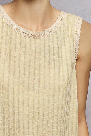 Pol Lace Trim Ribbed Sleeveless Tank Top Banana