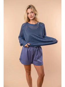 White Birch Long Sleeve Solid Knit Sweater