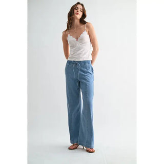 Mica Denim High-Rise Wide Joggers - French Blue