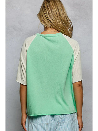 POL Mint Raglan Short Sleeve Pocket Tee