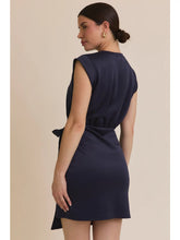 Load image into Gallery viewer, Round Neck Sleeveless Wrap Mini Dress - Navy
