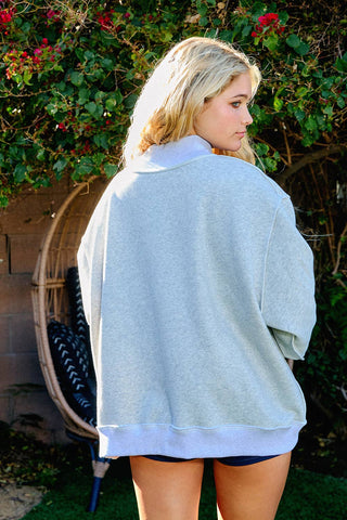BUCKETLIST 'PILATES & YOGA' Print Reversible Mockneck Sweatshirt