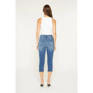 Mica High Rise Easy Skinny Capri – Medium Wash | Tummy Tuck Denim