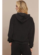 Load image into Gallery viewer, Yelete Black Ribbed Hoodie Pullover - Black
