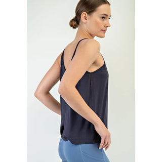 Rae Mode V-Neck Active Tank Top for Women - Coal Black