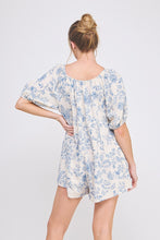 Load image into Gallery viewer, Allie Rose Printed Linen Blend On/Off-Shoulder Romper Dress
