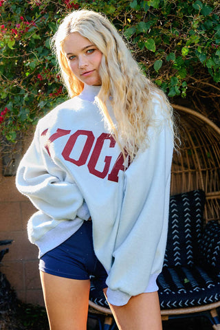 BUCKETLIST 'PILATES & YOGA' Print Reversible Mockneck Sweatshirt