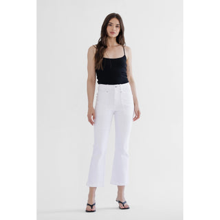 MICA High Rise Patch Pocket Bootcut Jeans – Cornsilk | Boutique Denim