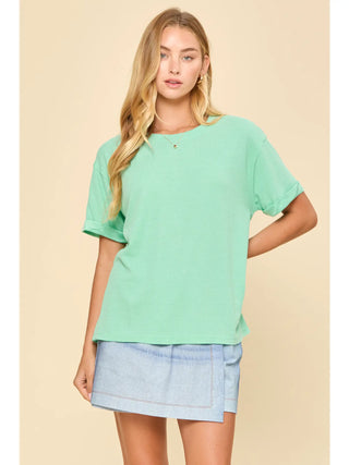 Andree by Unit Waffle Knit Short Sleeve Top - Mint