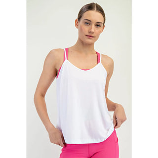 Rae Mode V-Neck Active Tank Top for Women - White