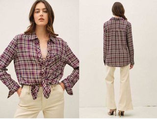 Be Cool - Plaid Flannel Shirt - Plum