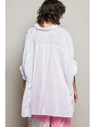 POL - Half Sleeve Cotton Roomy Fit Casual Shirt - Off White