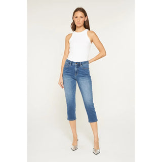Mica High Rise Easy Skinny Capri – Medium Wash | Tummy Tuck Denim