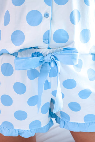 Light Blue Dotty Darling Ruffle Pajama Set