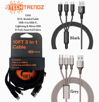 3in1 10ft Fast Charging Cable