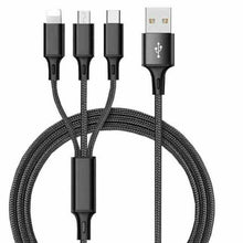 Load image into Gallery viewer, 3-in-1 Fast Charging Cable – USB to USB-C, Lightning &amp; Micro USB
