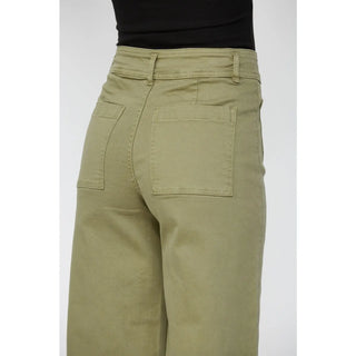 Mica Super High Rise Wide Crop Jeans – Olive | Trendy Boutique Denim