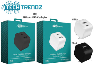 Dual Port Wall Charger – USB-A + USB-C Fast Charging Adapter (17W)