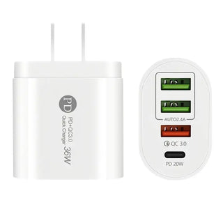 ech Trendz - 4 Port Wall Charger - White