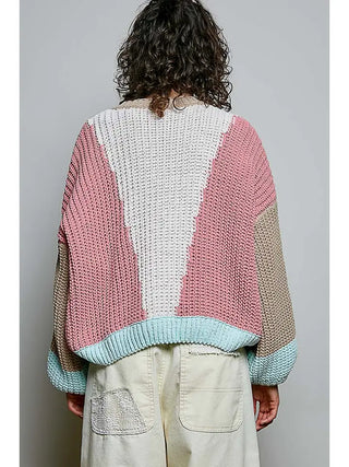 Pol - Pastel Colorblock Chunky Knit Chenille Sweater