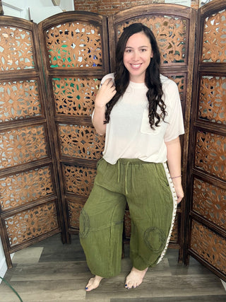 POL Vintage Washed Jogger Pant | 100% Cotton Casual Joggers- Olive