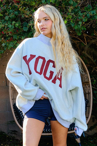 BUCKETLIST 'PILATES & YOGA' Print Reversible Mockneck Sweatshirt