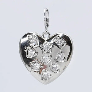 Treasure Jewels Big Heart Charm In Silver & Gold