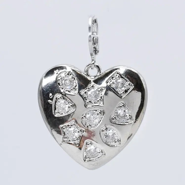Treasure Jewels Big Heart Charm In Silver & Gold