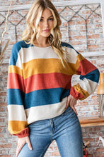 Load image into Gallery viewer, HEIMISH - LONG PUFF SLEEVE ROUND NECK STRIPE TOP
