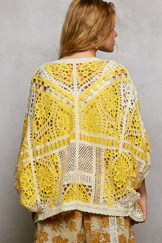 Pol Open Crochet Boho Cardigan Yellow – Statement Layer with Ease