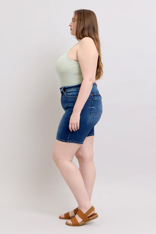 Judy Blue High Waist Bermuda Shorts- Dark Wash