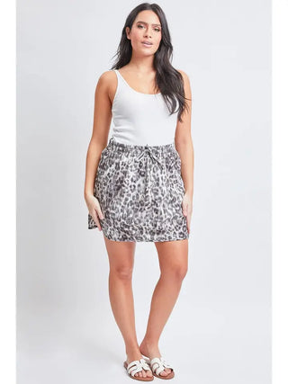 YMI - Missy Techno Fabric Dolphin Skort with Knit Under Short