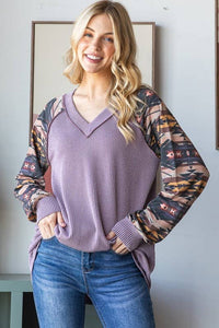 HEIMISH - SOLID URBAN RIBBED AND GEOMETRIC CONTRAST TOP