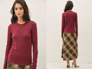 Be Cool - Ultra Soft, Basic Crewneck Longsleeve Knit Top - Wine